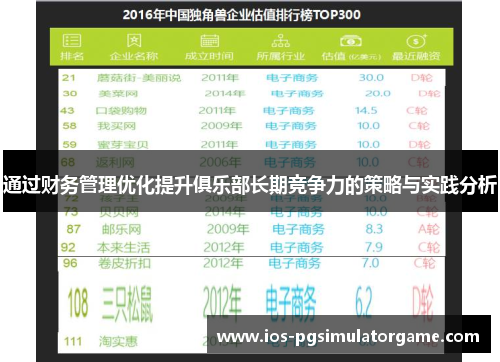 通过财务管理优化提升俱乐部长期竞争力的策略与实践分析