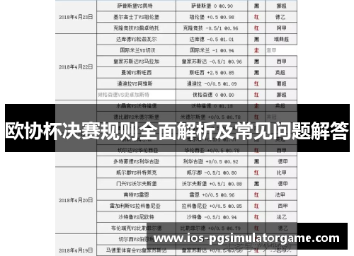 欧协杯决赛规则全面解析及常见问题解答