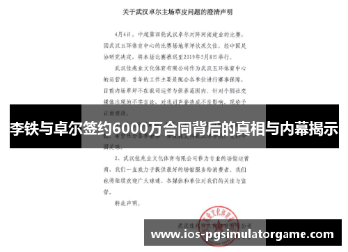 李铁与卓尔签约6000万合同背后的真相与内幕揭示